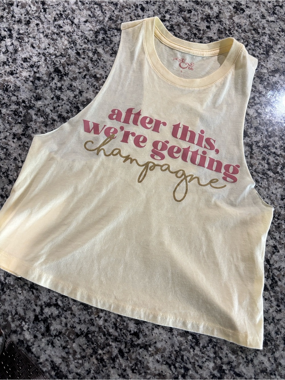 Graphic Sleeveless Tank Top - Champagne Slogan - Women